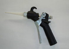 Flow gun with pistol grip